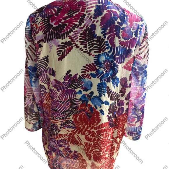 Chico's Size 1 Multicolor Sheer Kimono - Picture 7 of 7
